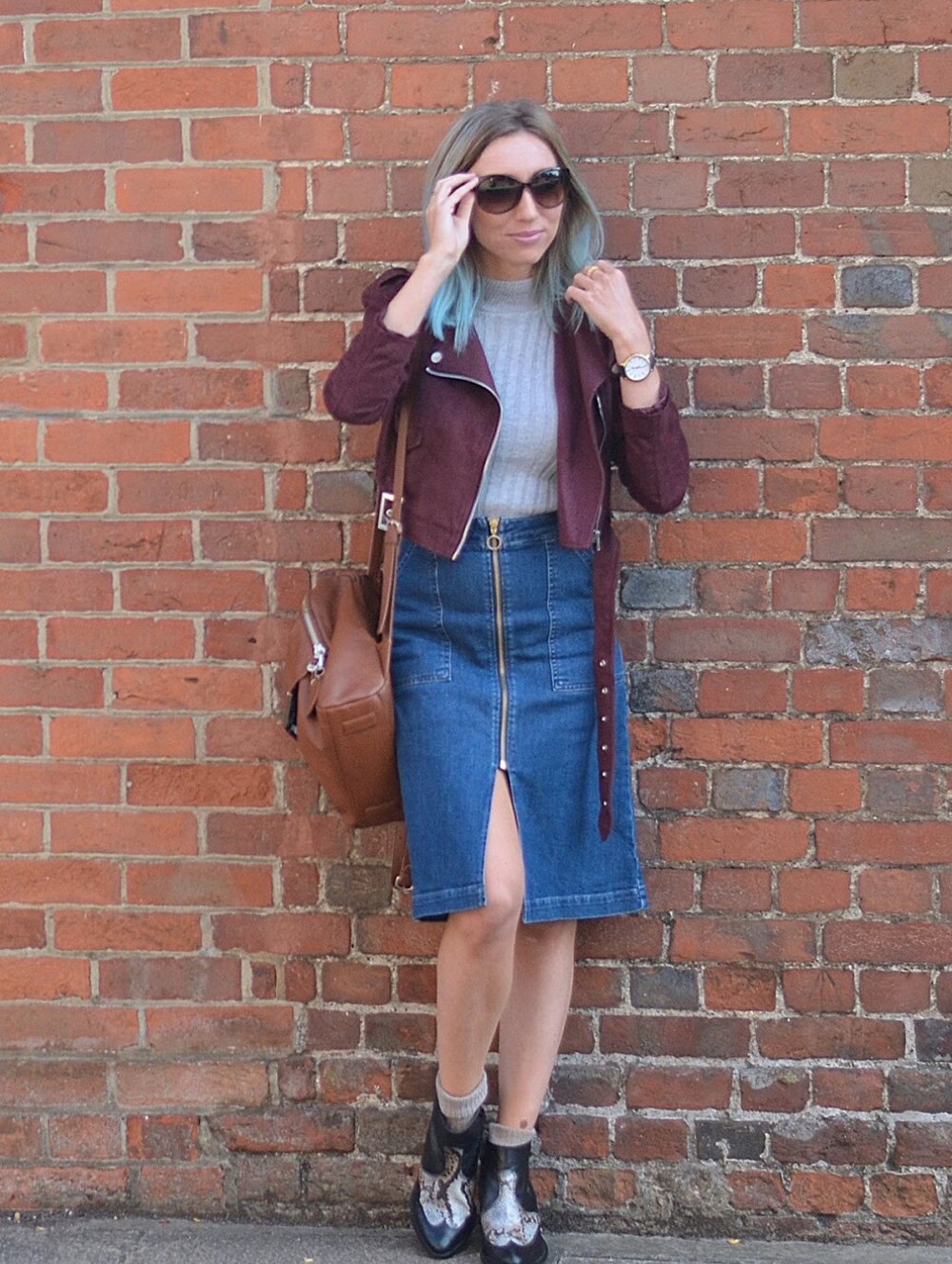 Miss Selfridge Size 6 Zip-Up Denim Midi Skirt